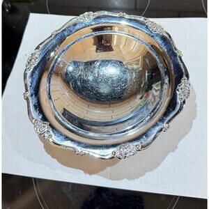 Footed 7” Chrome Plate Candy Appetizer Dish Possibly From Japan. VGC Vtg‎ Retro